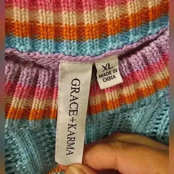 Grace + Karma Bright Colored Knitt Sweater Size XL - Picture 5 of 6